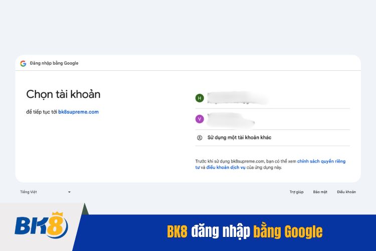 Cách đăng nhập BK8 qua Google